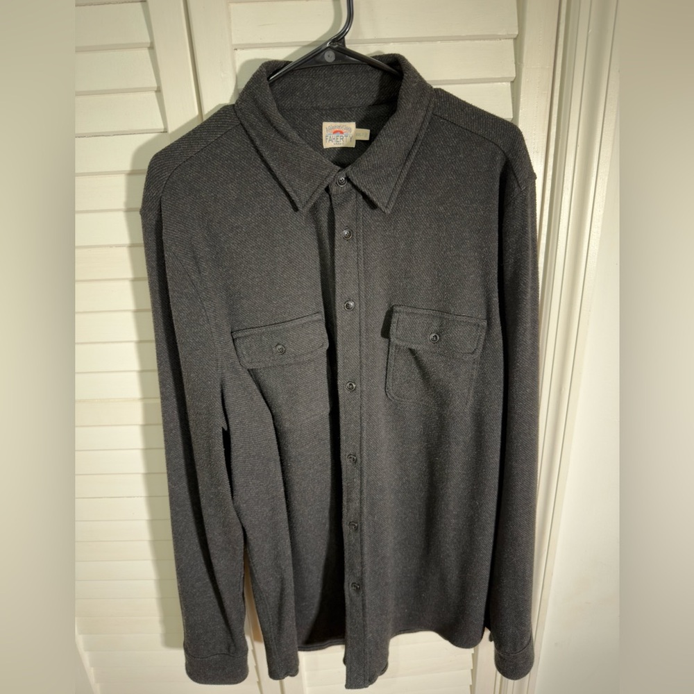 Faherty Charcoal Button-Up Shirt